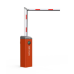 Barrier gates with folding boom pole and arrow indicator