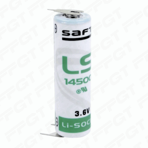 Saft LS 14500 3PFRP AA lithium battery 3.6V 2600mah with two pins on negative terminal & one pin on positive terminal